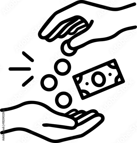 Donation hand giving money, charity support concept