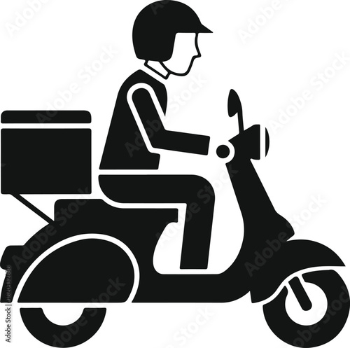Courier rider on scooter delivering package for fast and efficient service