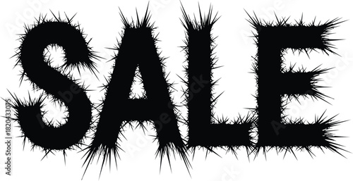 Sale promotion black spiky text banner special offer discount marketing eps silhouette