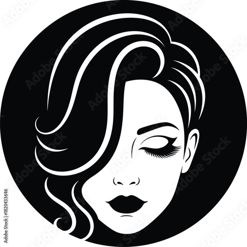 Beauty salon logo design for hair and makeup artist feminine elegant style eps silhouette