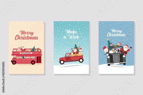 Christmas characters on variety vehicle postcard collection