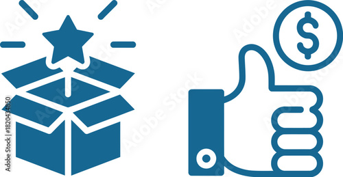Reward and customer satisfaction icon set concept