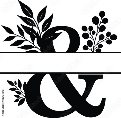 Custom split floral monogram initial logo design vector illustration eps silhouette