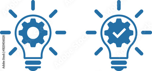 Idea concept with gear and check mark isolated on