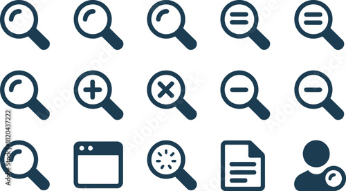 Set of magnifying glass icon for search function