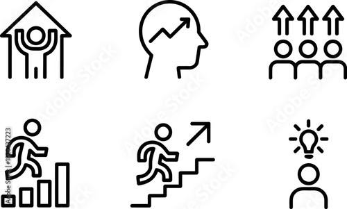 Business growth and success icon set isolated on