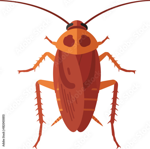 Isolated brown cockroach pest illustration - flat design vector