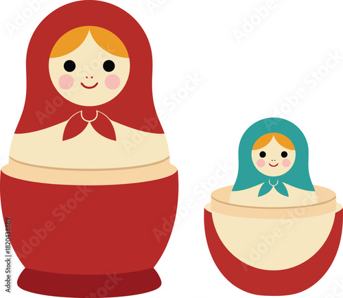 Vibrant russian matryoshka dolls illustration vector art