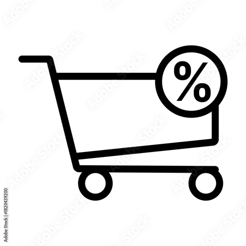 Shopping Cart with Discount Percent Symbol Retail Savings and Online Promotion
