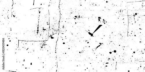 White and black ink splatter grunge dust particle and dust grain texture. grunge texture with scratches and cracks paint wall texture. dust overlay distress grain with scratch grunge urban background.