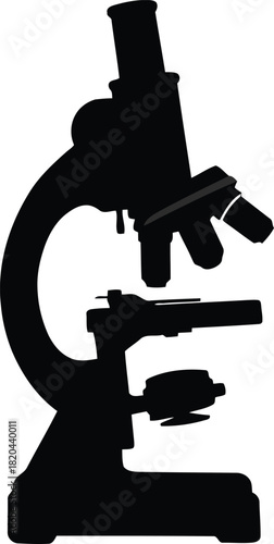 Microscope silhouette icon - science lab research equipment