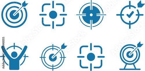 Set of blue target and aim icon collection