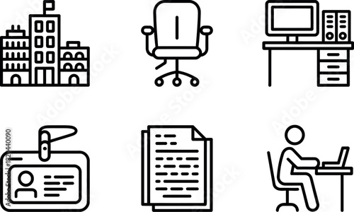 Office and business icon set isolated on