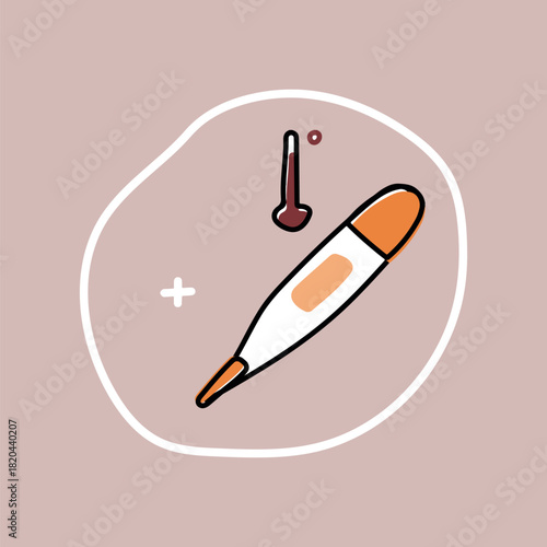 Thermometer, fever measurement, healthcare graphic vector