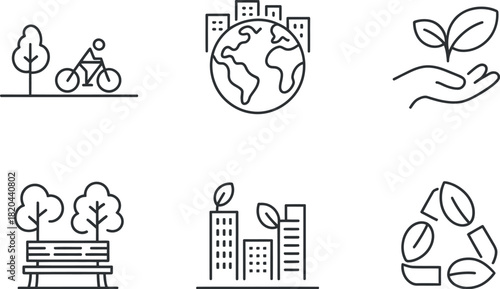 Set of line icon for ecology and environment
