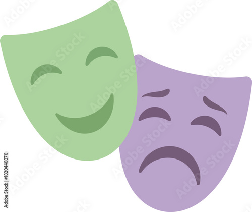 Comedy tragedy masks icon: drama, emotions, theater symbol