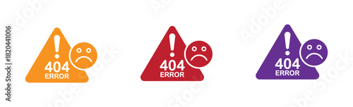 404 error icon Flat vector set outline