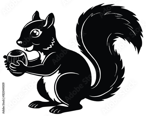 Squirrel holding an acorn illustration