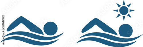 Swimming icon set isolated on