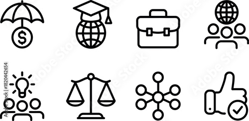 Set of business and education line icon isolated on white
