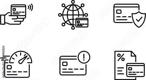 Set of credit card and payment line icon vector