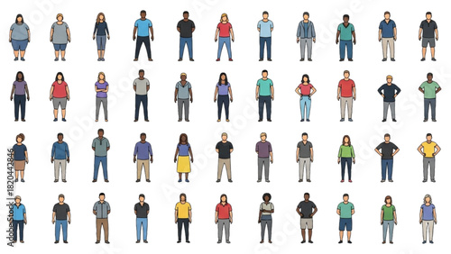 Large Group of Diverse Individuals Representing Society and Human Population Dynamics