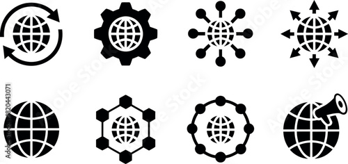Set of global network and connection icon design