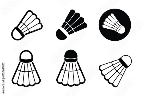 Elegant and minimalist badminton icon featuring a shuttlecock and racket in sleek, clean lines. This icon is perfect for sports apps, websites, event posters, and branding related to badminton