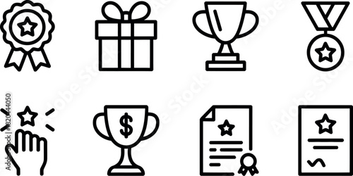 Set of achievement and award line icon vector