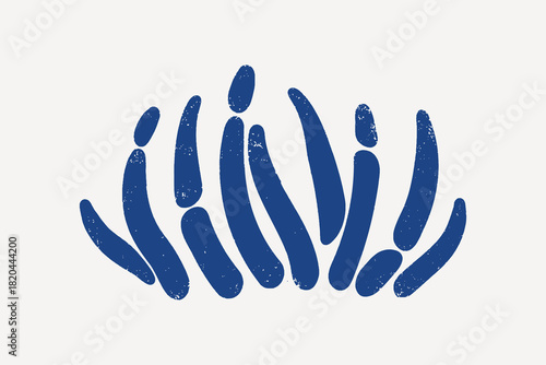 Blue seaweed shape collage element vector