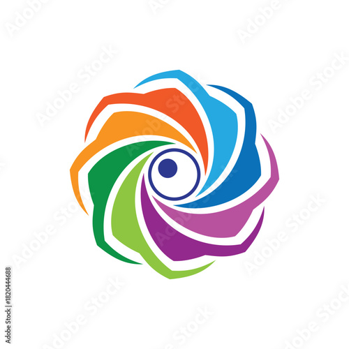 Colorful swirling flower abstract corporate logo