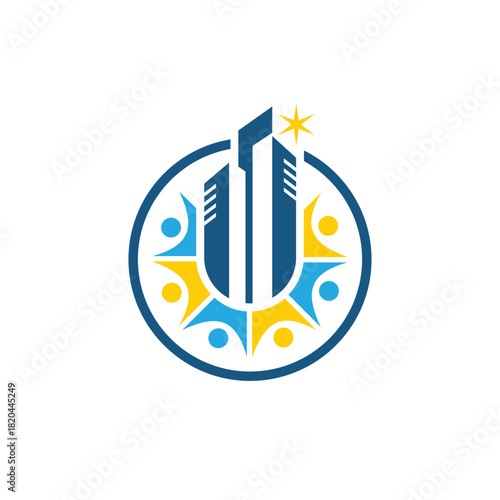 Corporate real estate building star logo