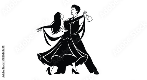 Ballroom dancing couple illustration vector image for designers
