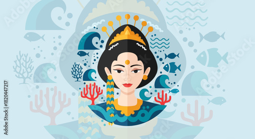 Silhouette of a devilish figure with horns and clawed hands, adorned with flame-like patterns.