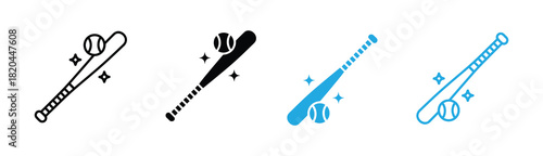 Baseball bat icon. Simple solid style. Baseball, bat, ball, base, softball, set, sport concept. Silhouette, glyph symbol. Isolated design