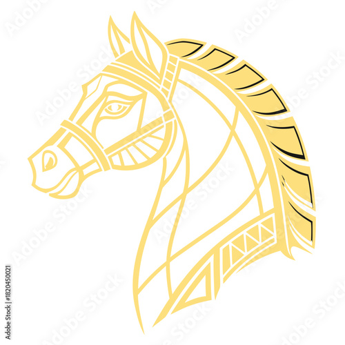 Geometric Gold Horse Head. Perfect for: Modern branding and minimal luxury
