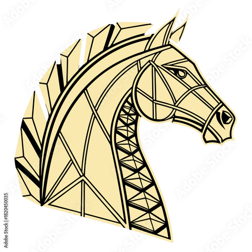 Geometric Gold Horse Head. Perfect for: Modern branding and minimal luxury
