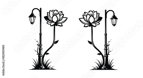 Lotus flower vector art illustration design graphic silhouette