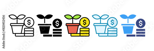 Wealth Tree Icon Set Multiple Style Collection