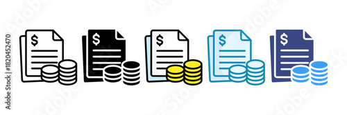 Financial Report Icon Set Multiple Style Collection