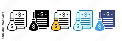 Budget Sheet Icon Set Multiple Style Collection