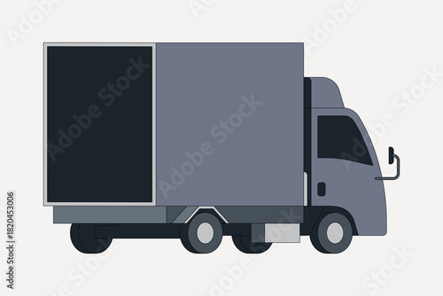 Gray truck, flat vehicle collage element vector