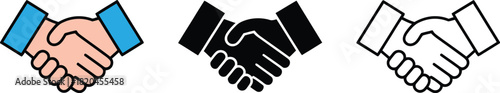 Handshake icon set: agreement, deal, partnership, trust, business