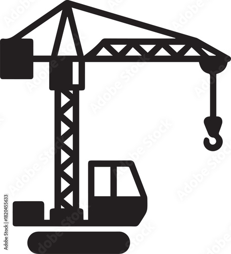 Stylized crane silhouette illustration for construction architecture and industry projects