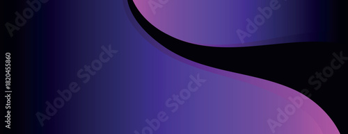 Abstract background with a gradient of purple and black. The background features smooth curves with vibrant purple and deep black tones. Minimal abstract gradient curve vector background