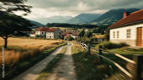 Wallpaper Mural Rural Village Road, Alps Mountains, Scenic Landscape, Austria Torontodigital.ca