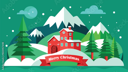 Wallpaper Mural Merry Christmas and Happy New Year greeting card banner Torontodigital.ca