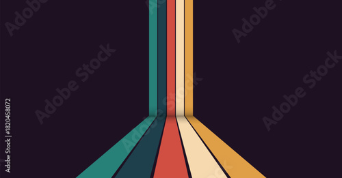 Vintage Striped Backgrounds, Posters, Banner Samples. Retro Colors from the 1970s 1900s, 70s, 80s, 90s. 