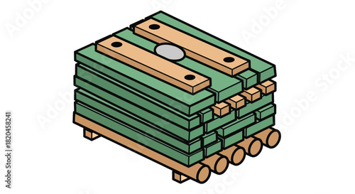 Stacked lumber timber wood planks construction material storage