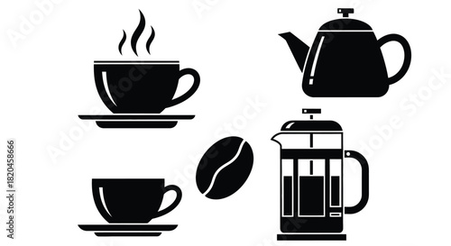 Coffee brewing methods and equipment vector illustration design